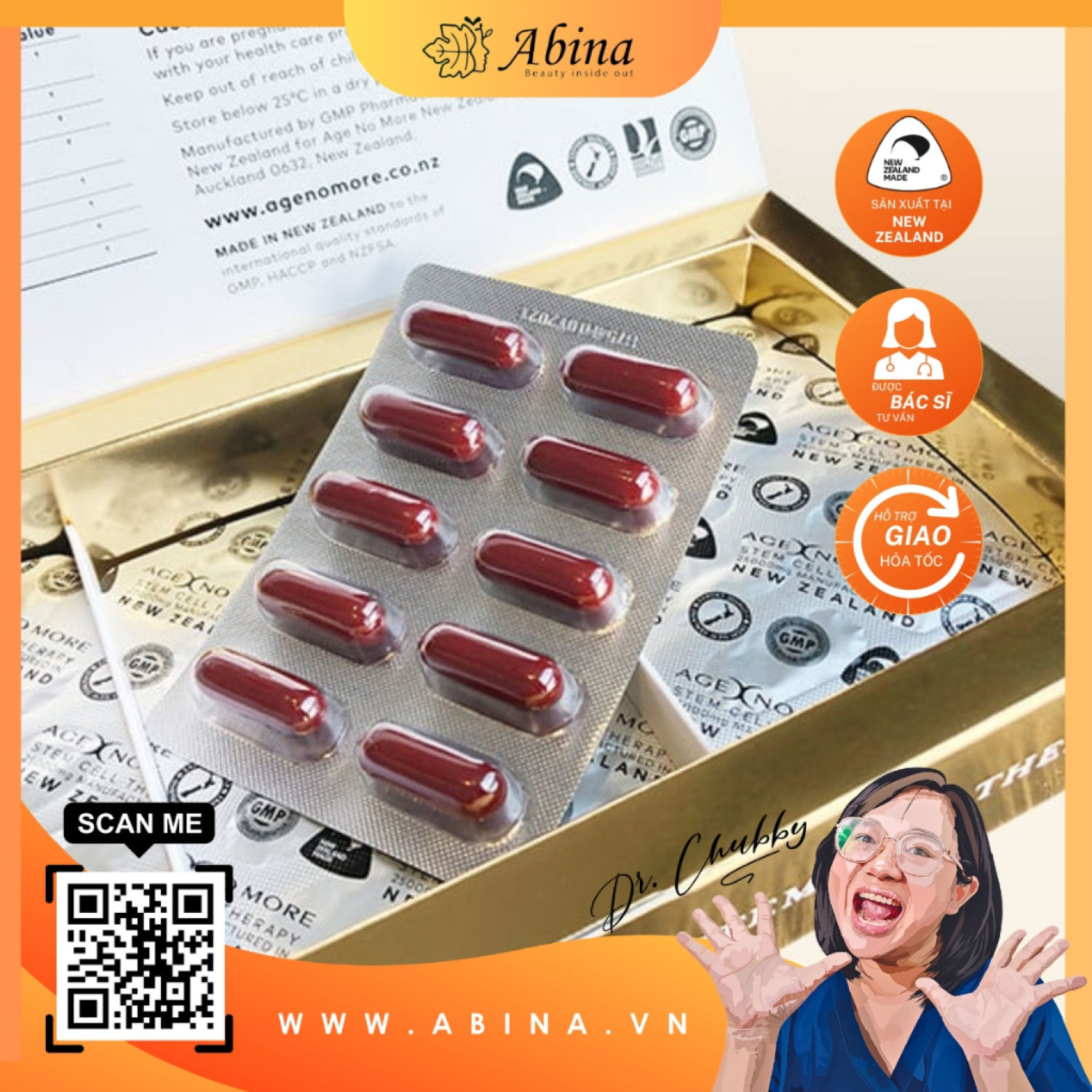 Viên uống tế bào gốc nhɑu thai cừu age no more – vỉ lẻ - dr chubby