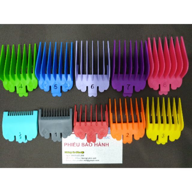 Cữ tông đơ cắt tóc loại tốt, bộ 10 cữ màu lắp cho tông đơ kemei, wahl. .