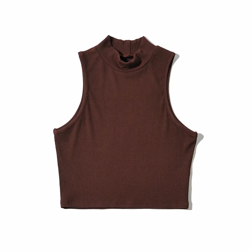 Áo croptop không tay cổ cao thiết kế hợp thời trang với 5 màu lựa chọn
