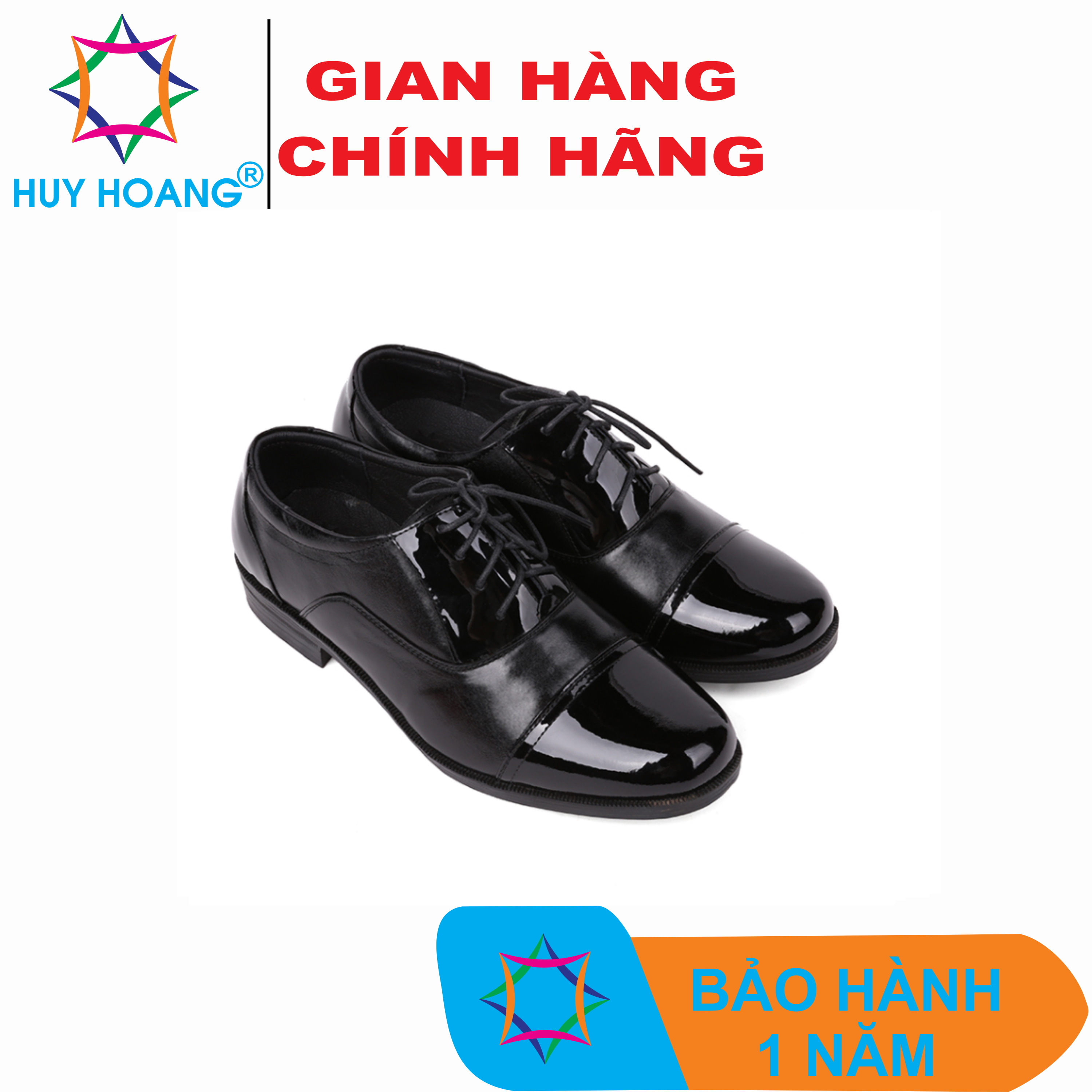 Giày nam da bò cột dây màu đen HQ7116