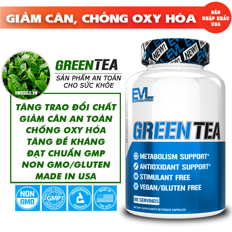 EVL Green Tea hỗ trợ giảm cân an toàn và chống oxy hóa (60 Viên) [BẢN NHẬP KHẨU]