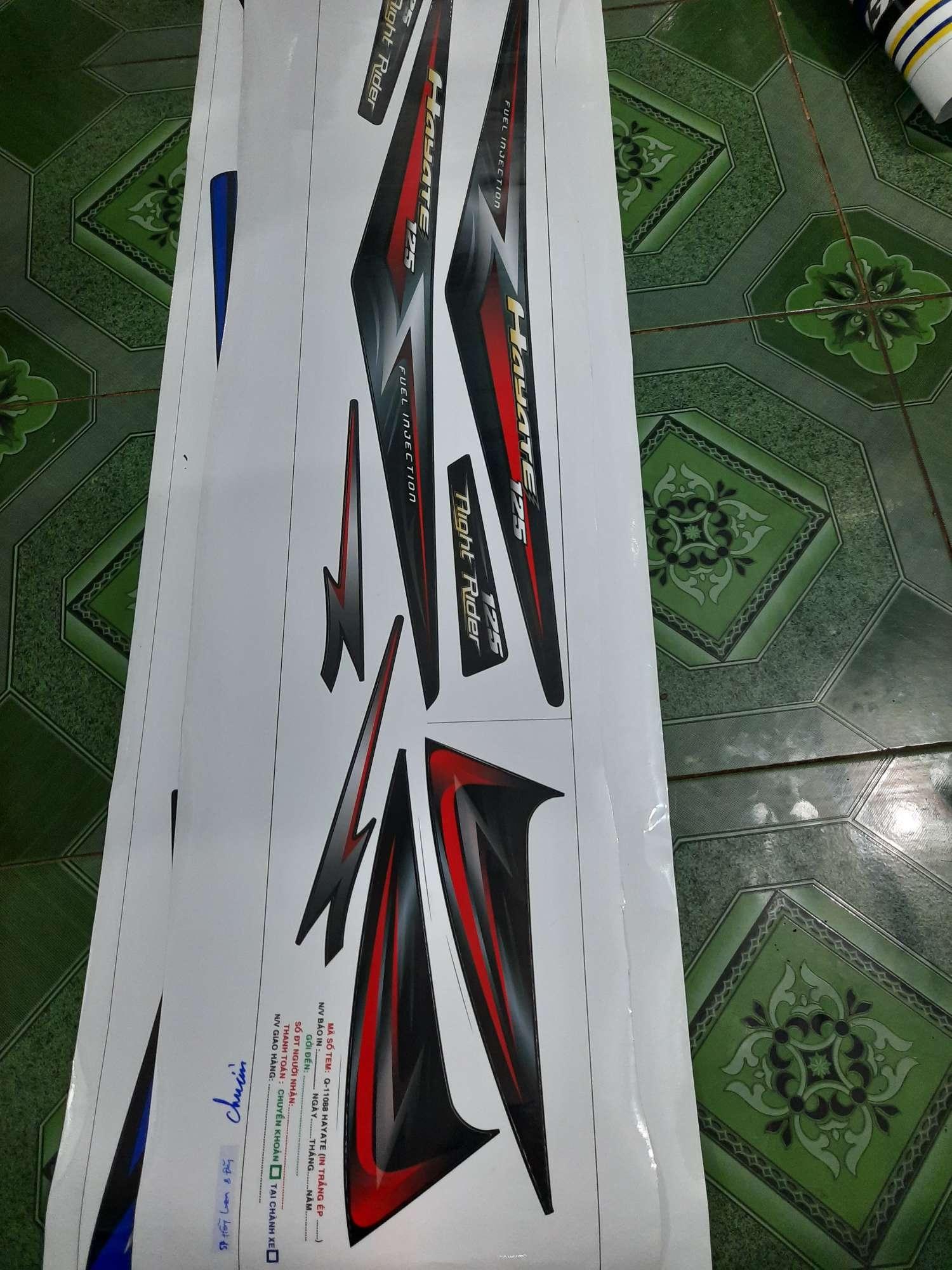 Tem rời dán xe hayate 125 đỏ đen
