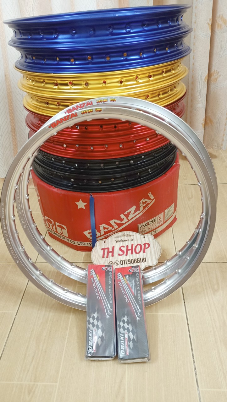 CẶP NIỀNG BANZAI DALE SOLUTE NHẬP THÁI LAN SIZE 1.4 & 14 MÀU TRẮNG BẠC ( HOẶC MÀU XANH DƯƠNG MÀU VÀNG MÀU ĐỎ MÀU ĐEN) TẶNG KÈM BỘ CĂM OSAKI LOẠI 1 KHÔNG RỈ SÉT GẮN VỪA CÁC DÒNG XE MÁY SẢN PHẨM CHÂT LƯỢNG MỚI Y NHƯ HÌNH ẢNH