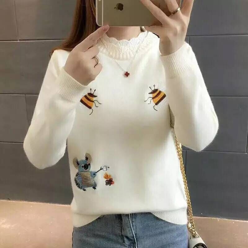 Áo len nữ Hàn Quốc thêu hoa chất len mềm mại siêu xinh - NAZA BAG