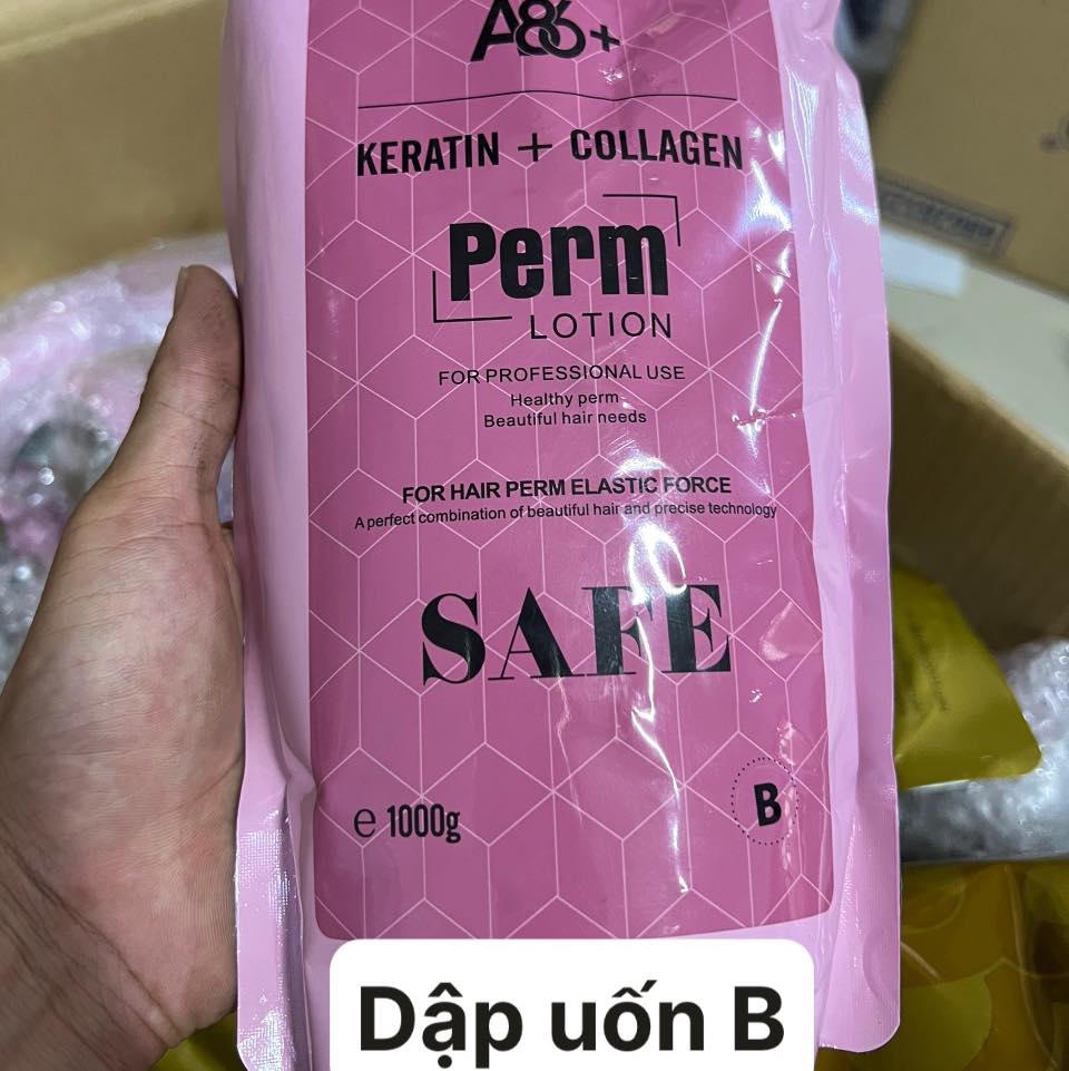 Dập uốn A86 Safe Hồng chuyện dùng cho tóc yếu, trung bình yếu 1000ML