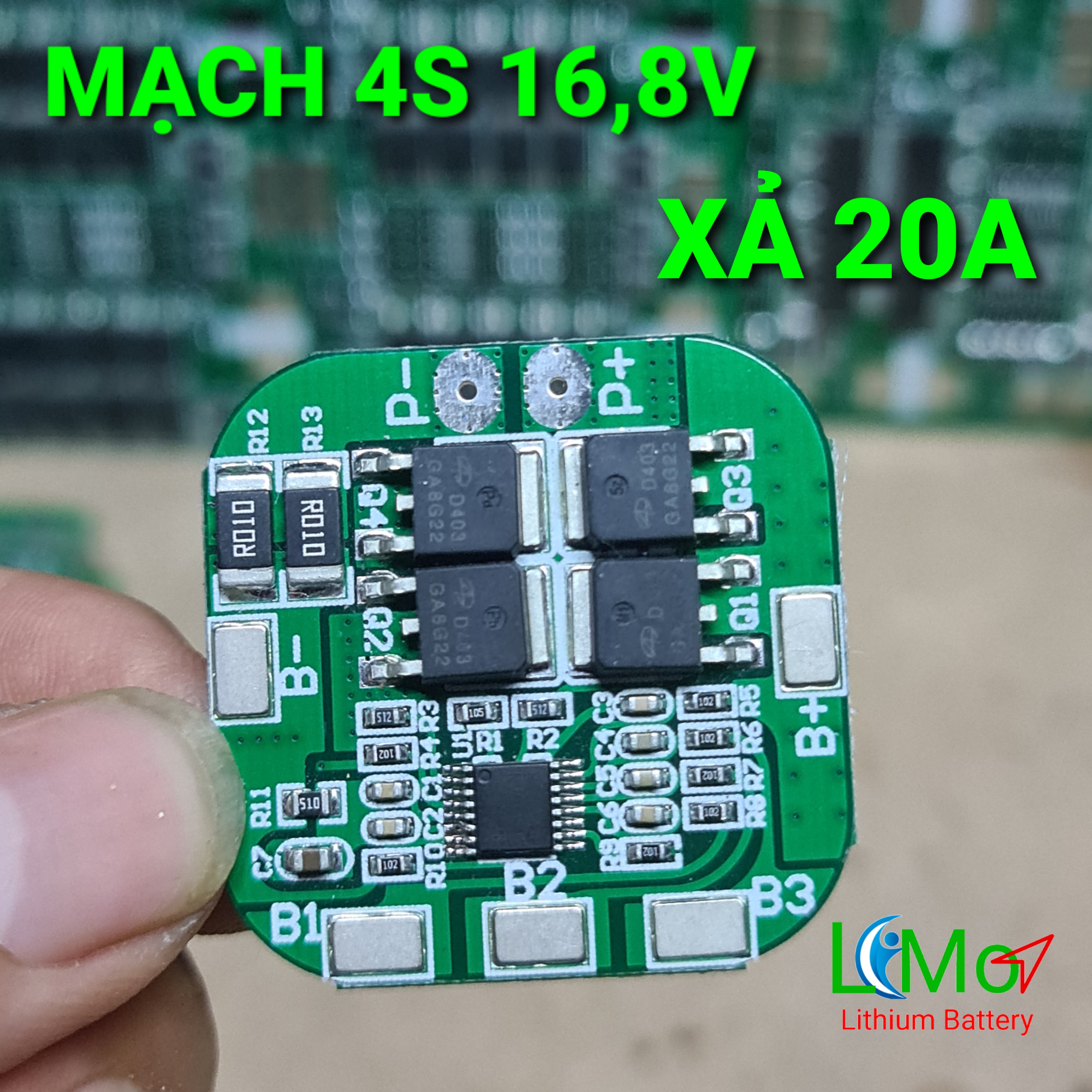 Mạch 4s 16,8v 20A. Bảo vệ khối pin bằng IC, Tự động cân bằng pin, đầy điện tự ngắt. Mạch bảo vệ pin lithium, li-ion 18650 - LIMO