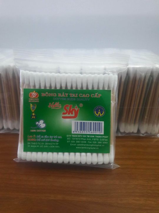 Bịch bông ráy tai cao cấp gỗ Sky