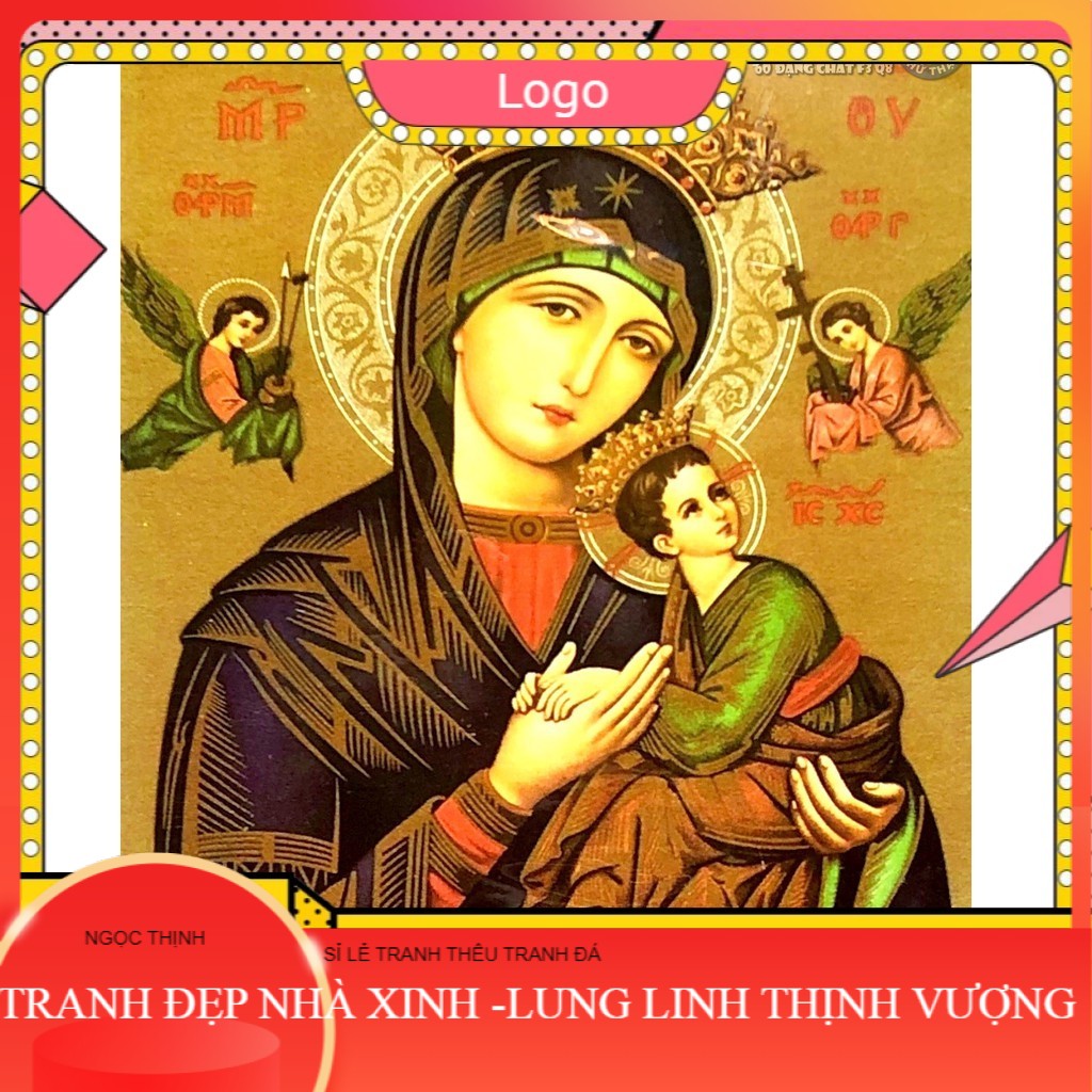 45x55cm TRANH THÊU ĐỨC MẸ MARIA CHƯA LÀM LV3418