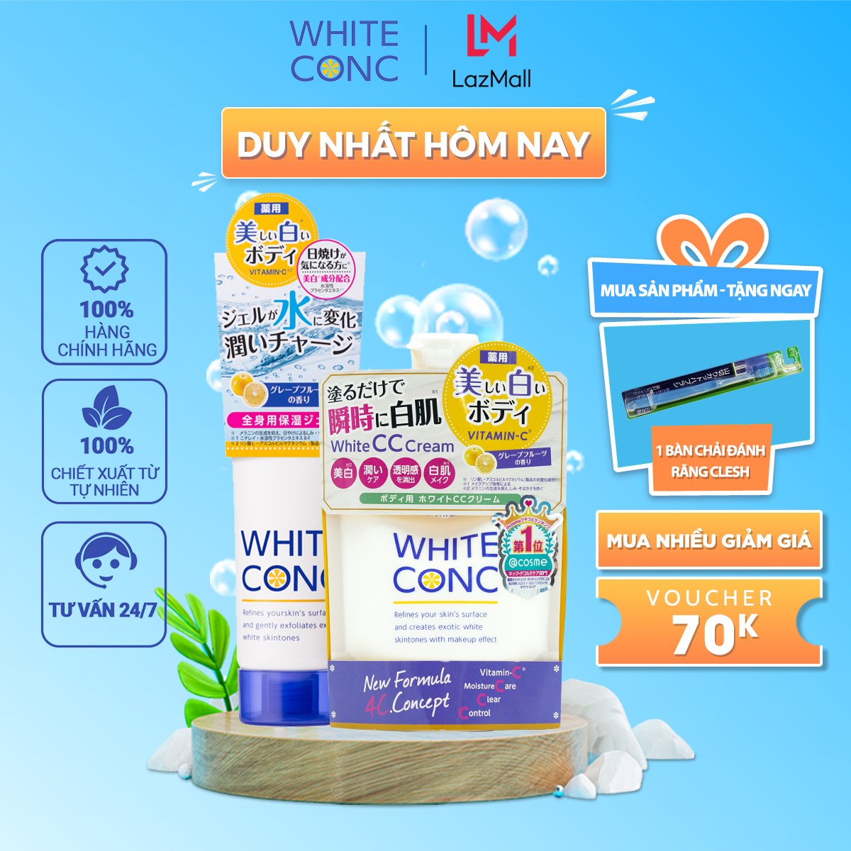 WHITE CONC WHITE  CC CREAM CII KEM DƯỠNG TRẮNG DA BAN NGÀY NHẬT BẢN.