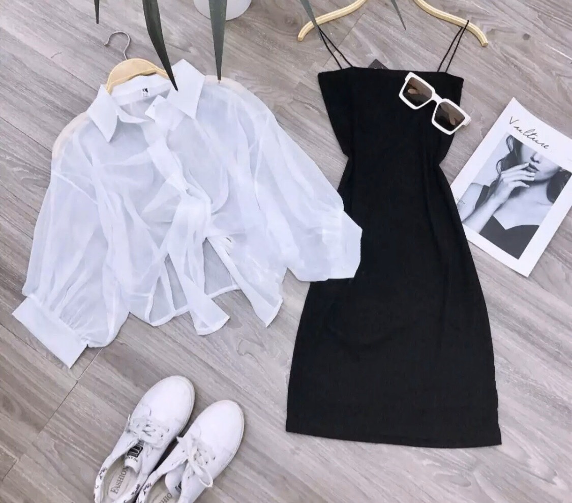 [HCM]SÉT ÁO VOAN KÈM ĐẦM BODY 2 DÂY