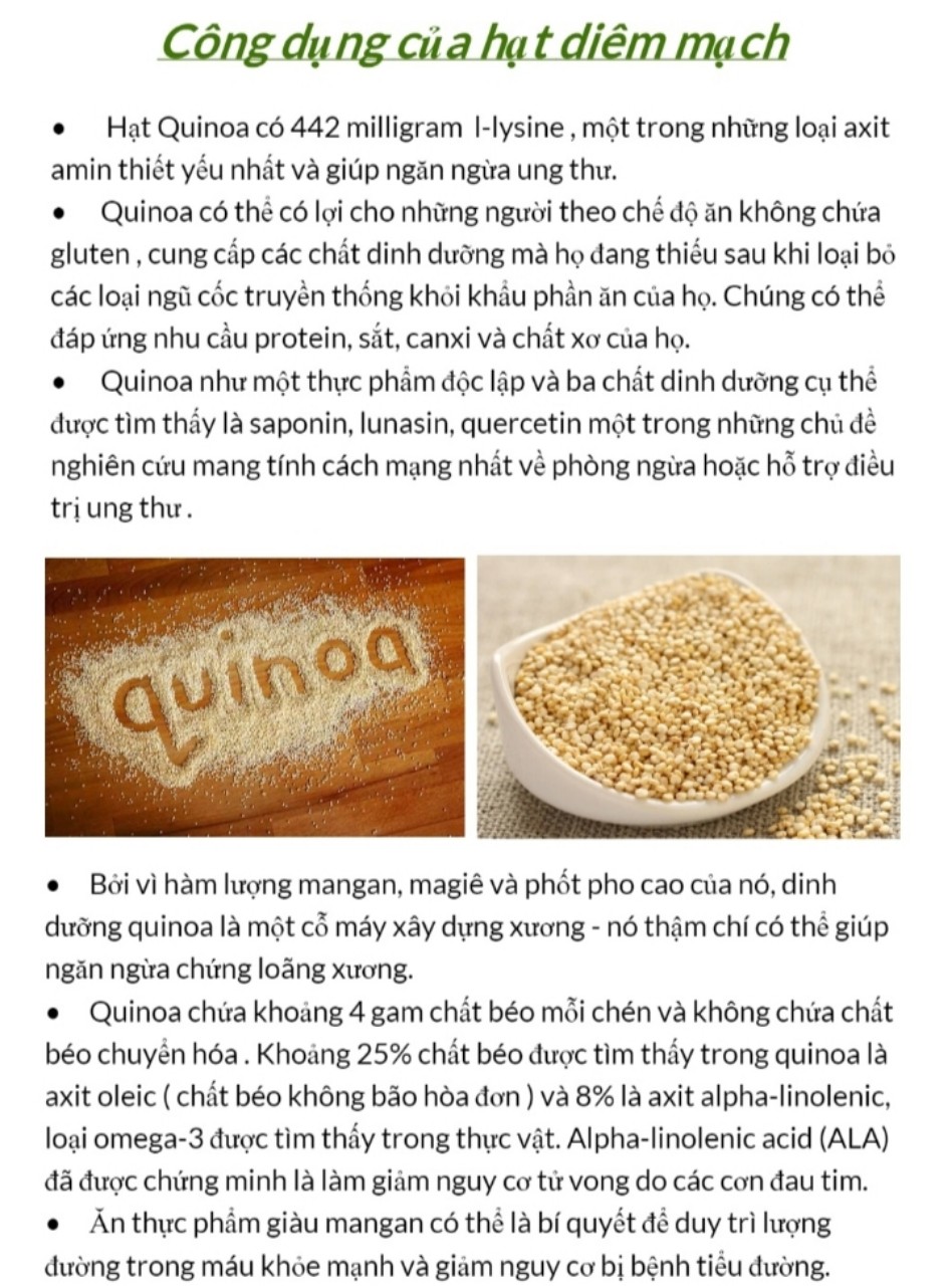 Hạt Diêm mạch trắng túi 500 gram Đức