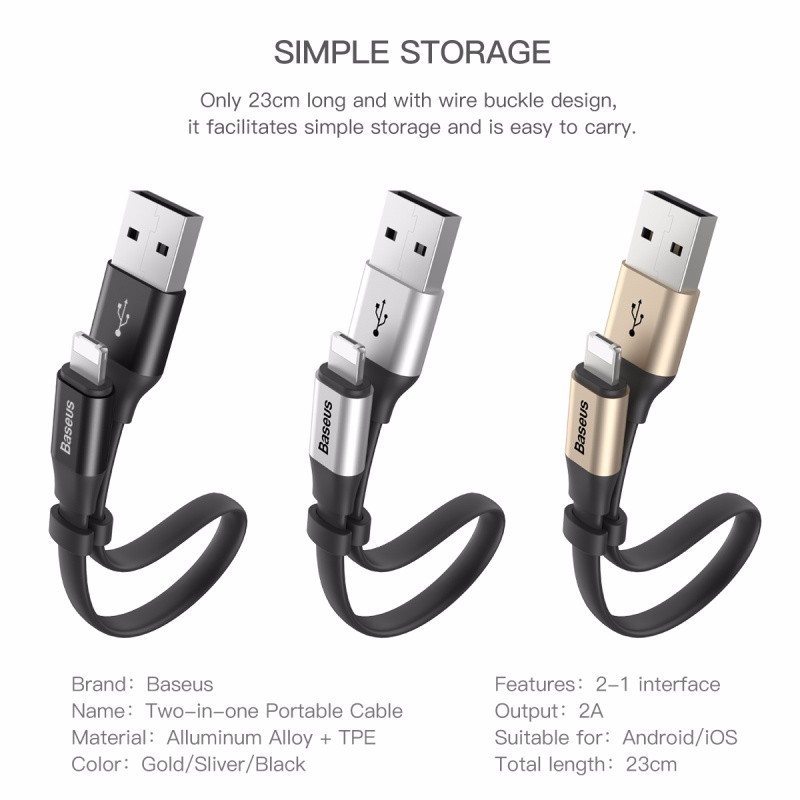 Dây cáp sạc iphone ngắn - Baseus 23cm