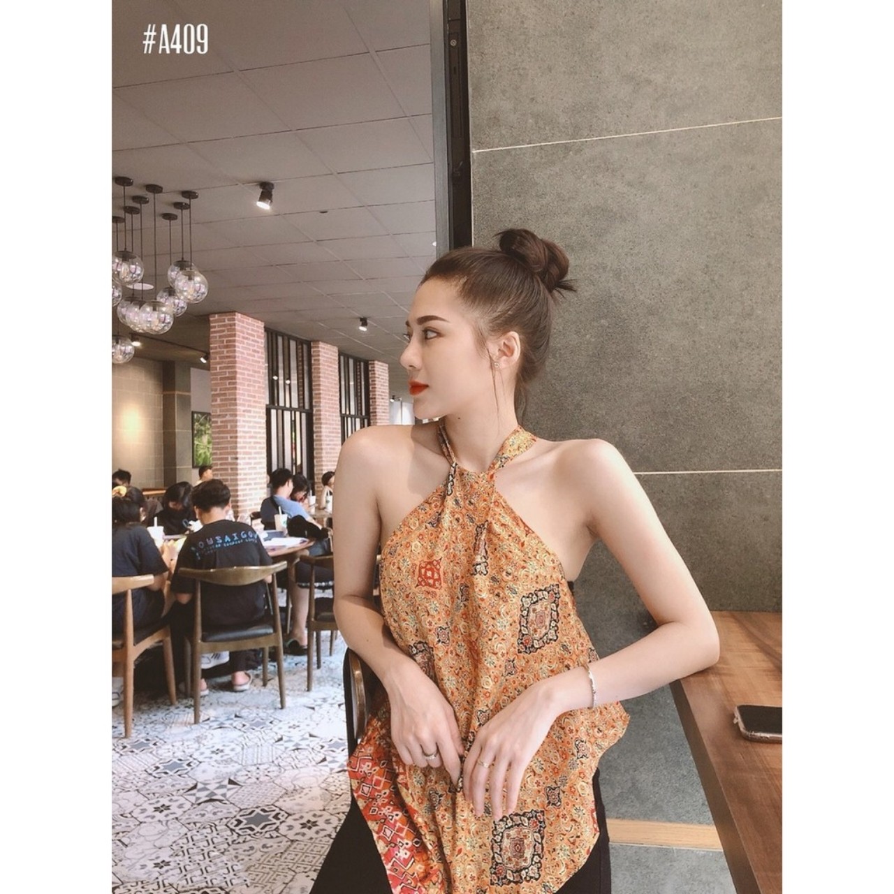 ( Quà tặng dây cột tóc ) Áo Yếm Thổ Cẩm Cột Nơ Đi Biển