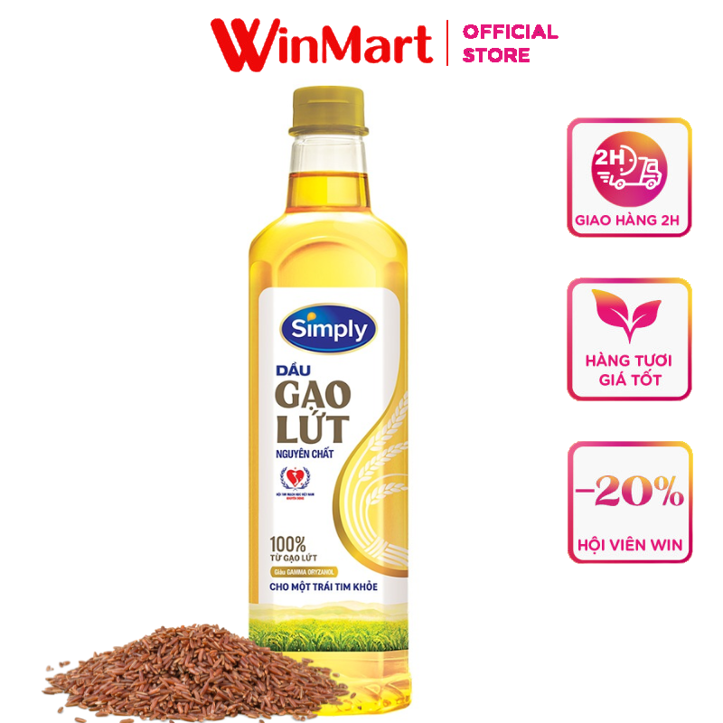 [Siêu thị WinMart] - Dầu gạo lức nguyên chất Simply RBO 1L