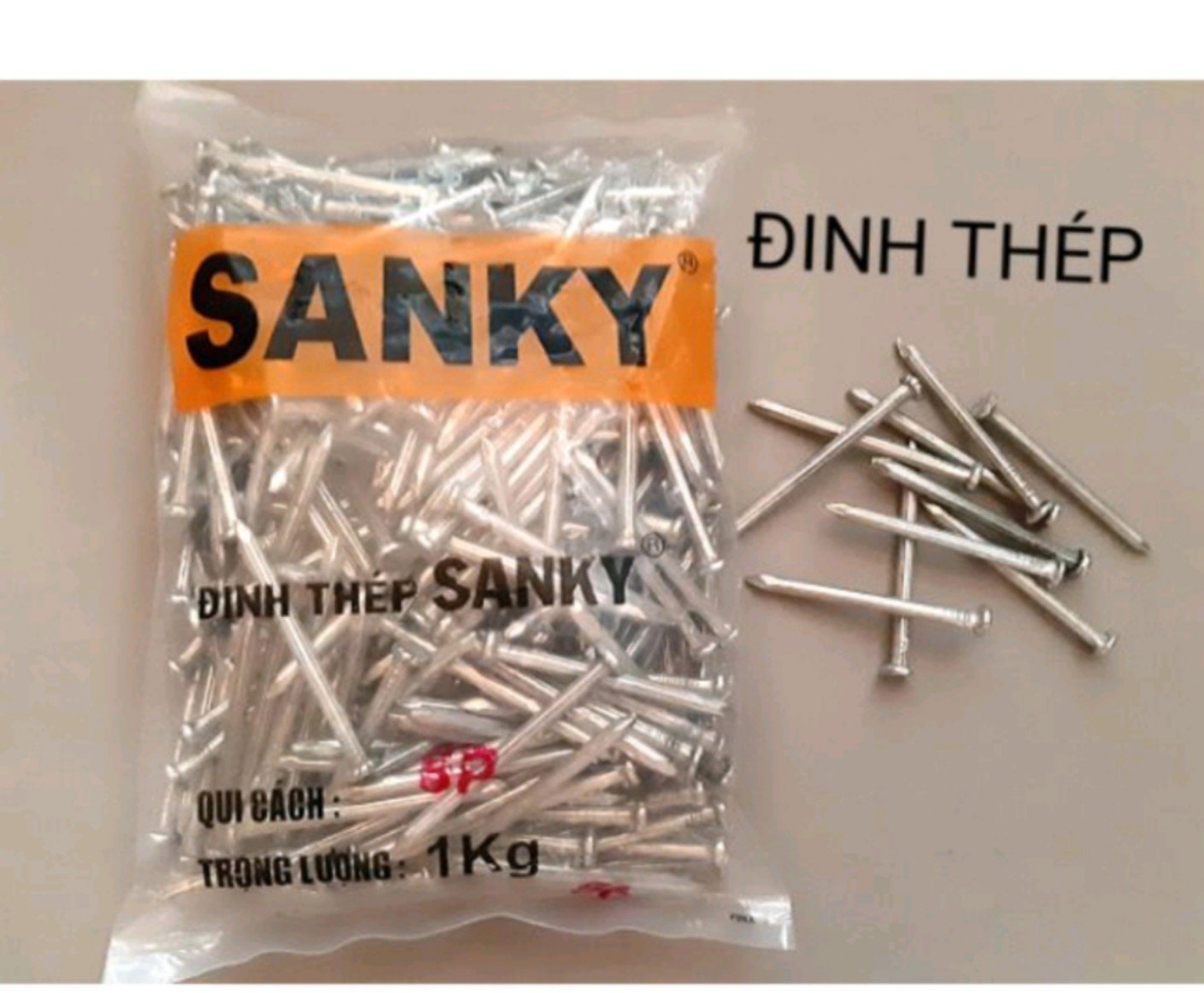 Bịch 1kg đinh thép đóng tường sanky đủ size 2p, 3p, 4p, 5p
