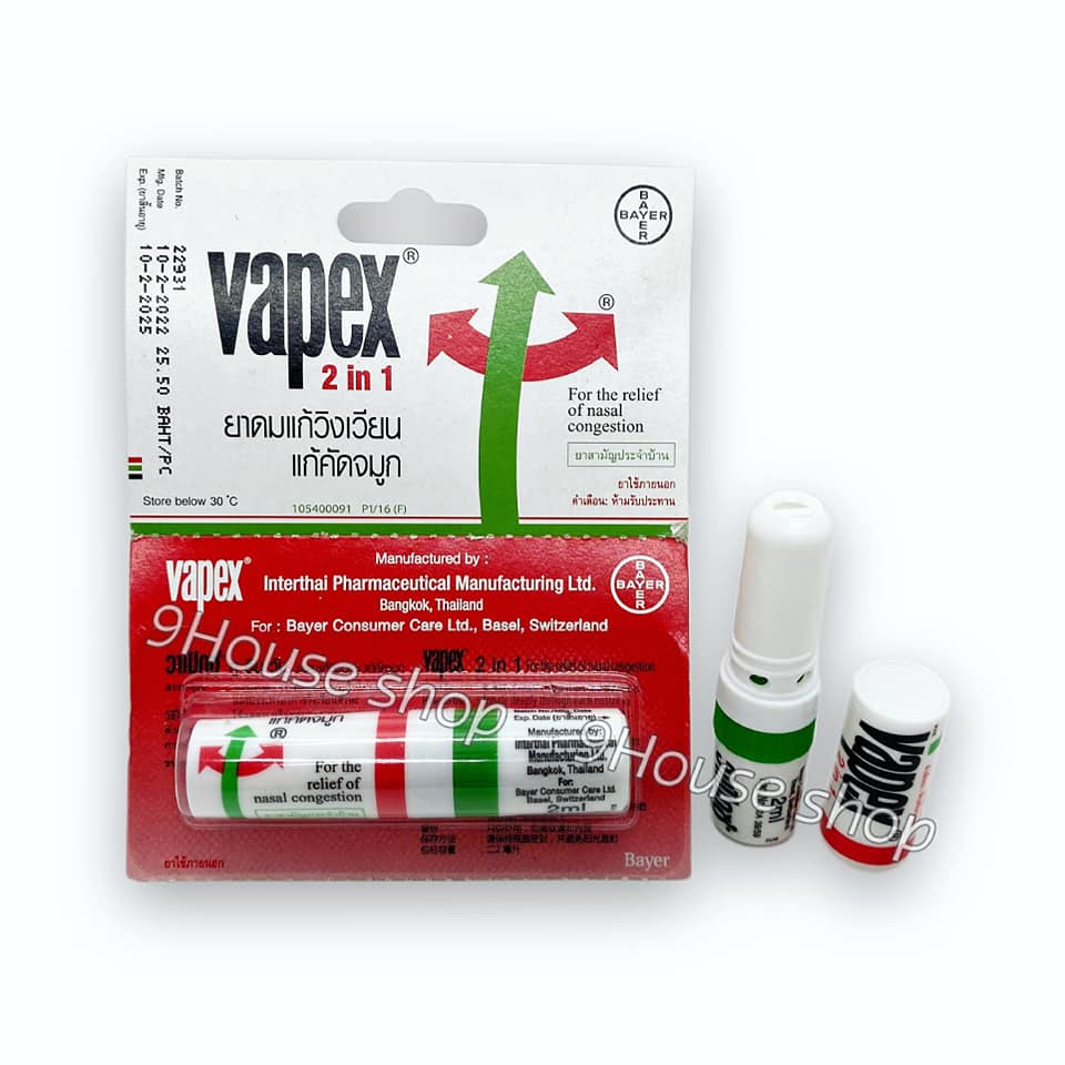 (Date 2/2025) 01 Ống Hít 2 Đầu VAPEX Thailand