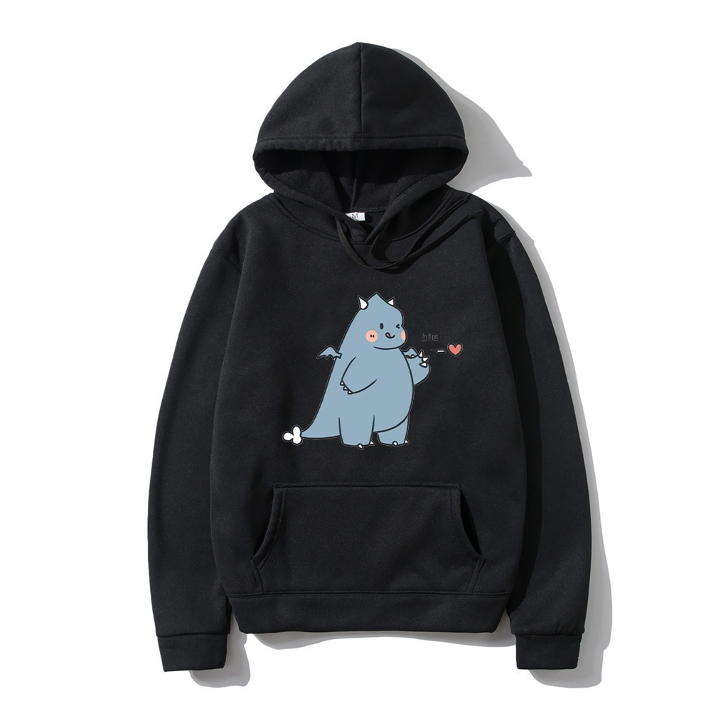 ÁO KHOÁC HOODIE IN HÌNH KHỦNG LONG BẮN TIM SIÊU DỄ THƯƠNG - ÁO HOODIE NAM NỮ DÁNG RỘNG CHẤT NỈ BÔNG 30KG 57KG