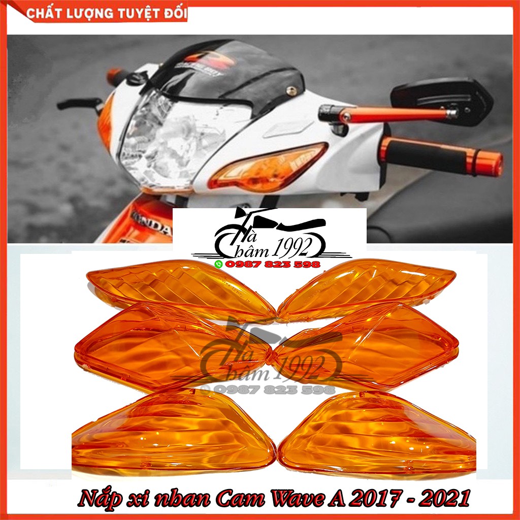 Nắp Xi Nhan Màu Cam Trước Và Sau Wave A 2014 -2016 và 2017 - 2021, Ốp Xi Nhan Xe Wave, Ốp Xi Nhan Xe máy