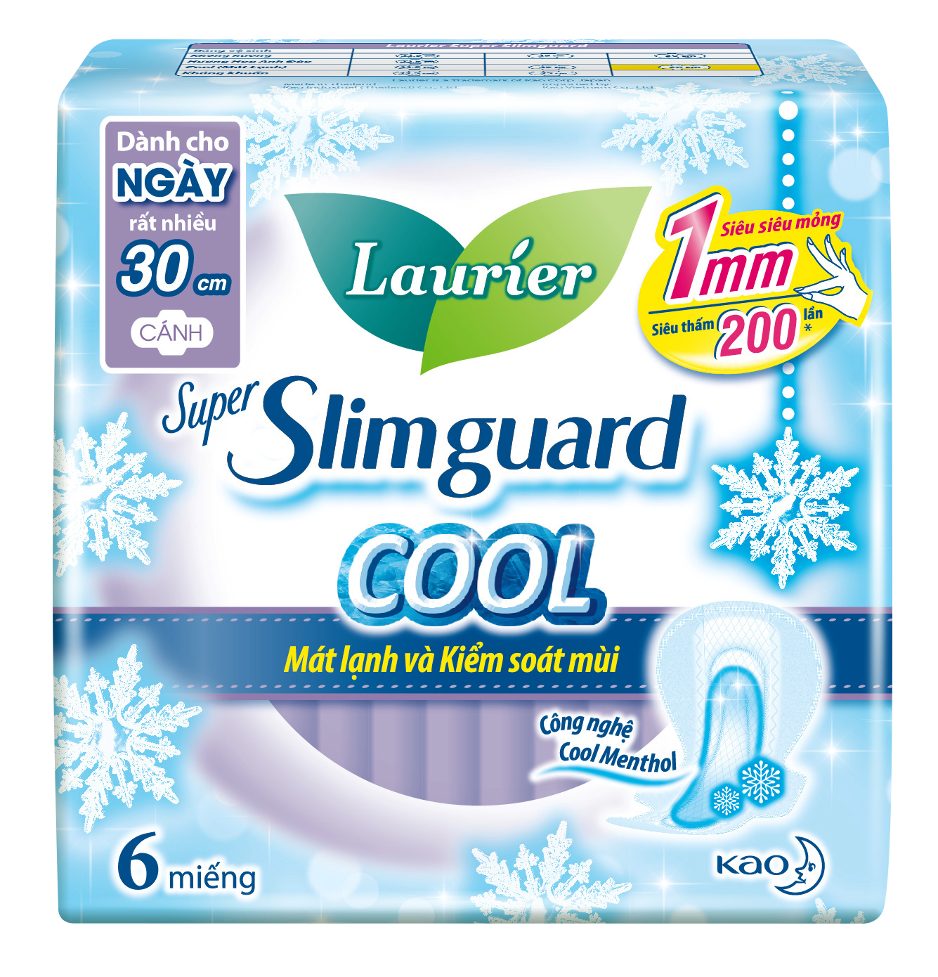 Combo 4 gói bvs laurier super slim guard siêu mỏng 1mm cool ngày rất nhiều 30cm 6 miếng nhập khẩu thái lan