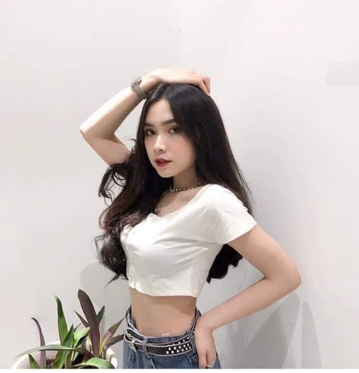 [HCM]Áo thun croptop xoắn eo tay ngắn kute