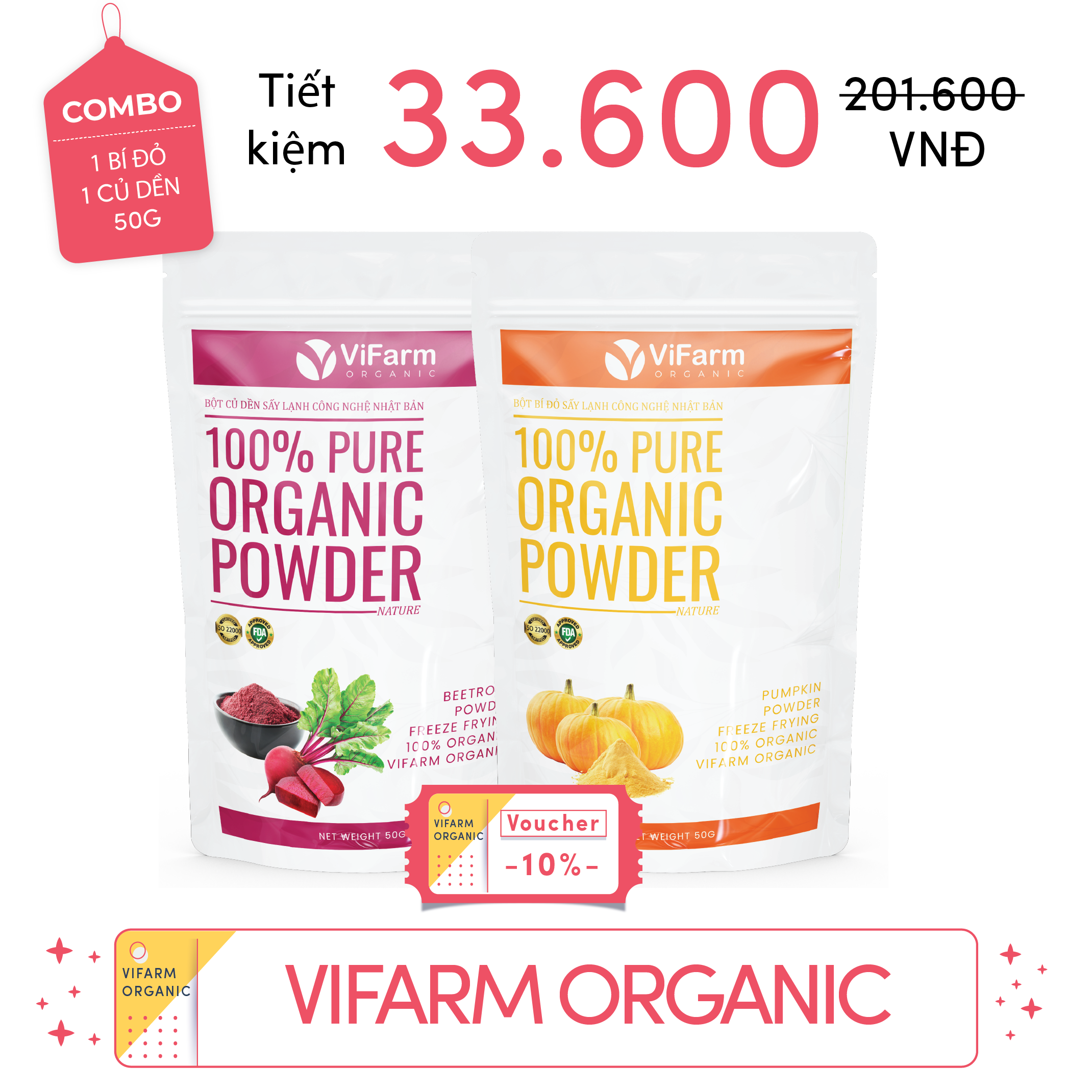 Bột Bí Đỏ Nguyên Chất ViFarm 50g