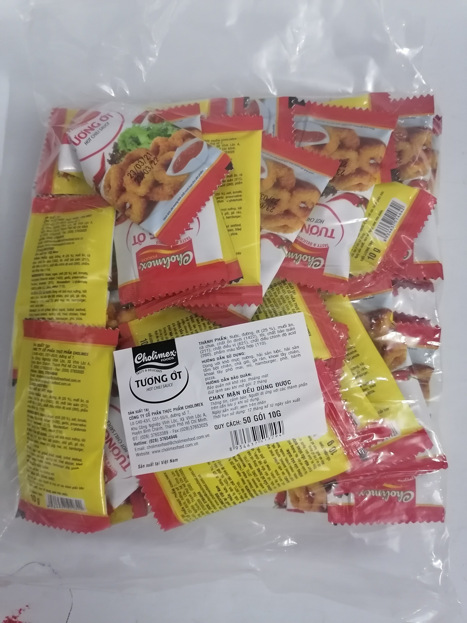 [CHOLIMEX] [50 gói x 10g] TƯƠNG ỚT GÓI NHỎ [VN] Chilli Sauce (choli-hk)