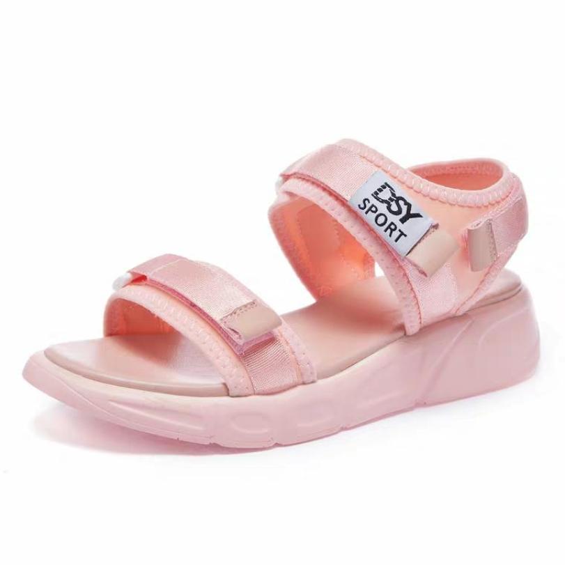 Sandal nữ đế bằng dép nữ thời trang HAPU mã DSY1 đen và hồng giá rẻ