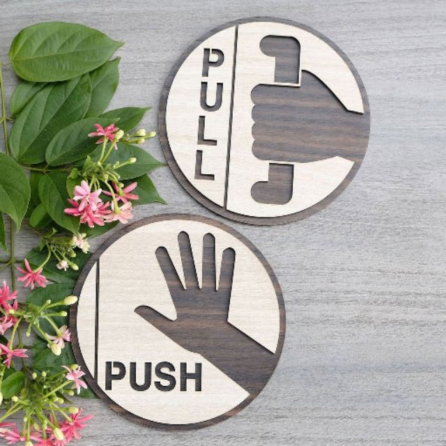 Combo 2 Bảng Gỗ Pull (Kéo), Push (Đẩy) 10cm