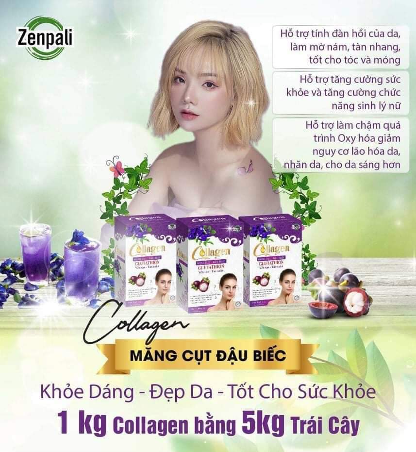 Collagen Măng Cụt Đậu Biếc - Cốm Uống Đẹp Da Zenpali