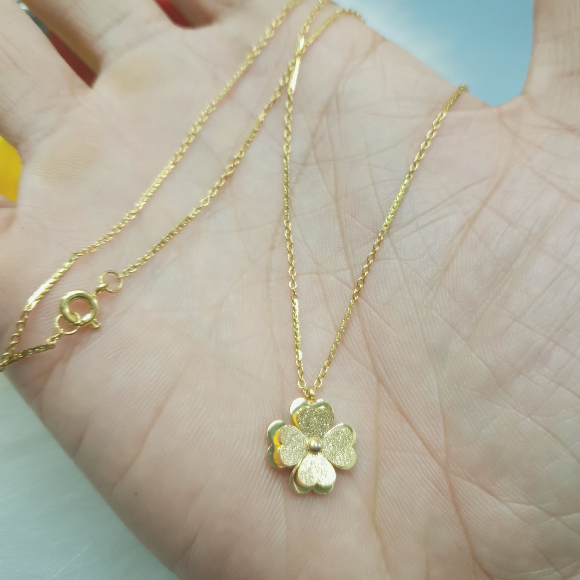 (Không kiêng mồ hôi-Không đen)Dây Chuyền Nữ Trúc Nhỏ 4 Lá May Mắn Titanium Cao Cấp- Dùng lâu dài tắm rửa không đen