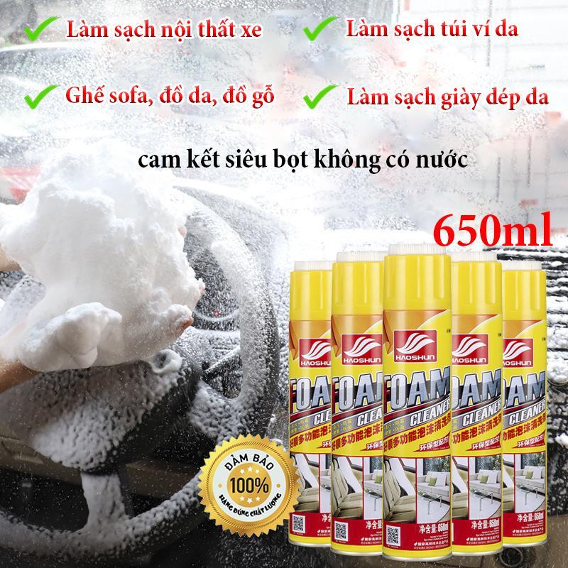Chai xịt bọt FOAM Cleaner vệ sinh ghế da, nội thất ô tô, túi ví da, giày dép, gỗ