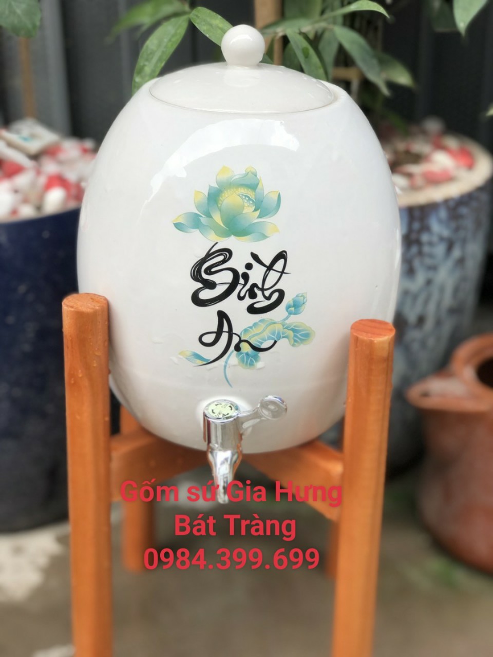 Bình đựng nước gốm sứ Bát Tràng