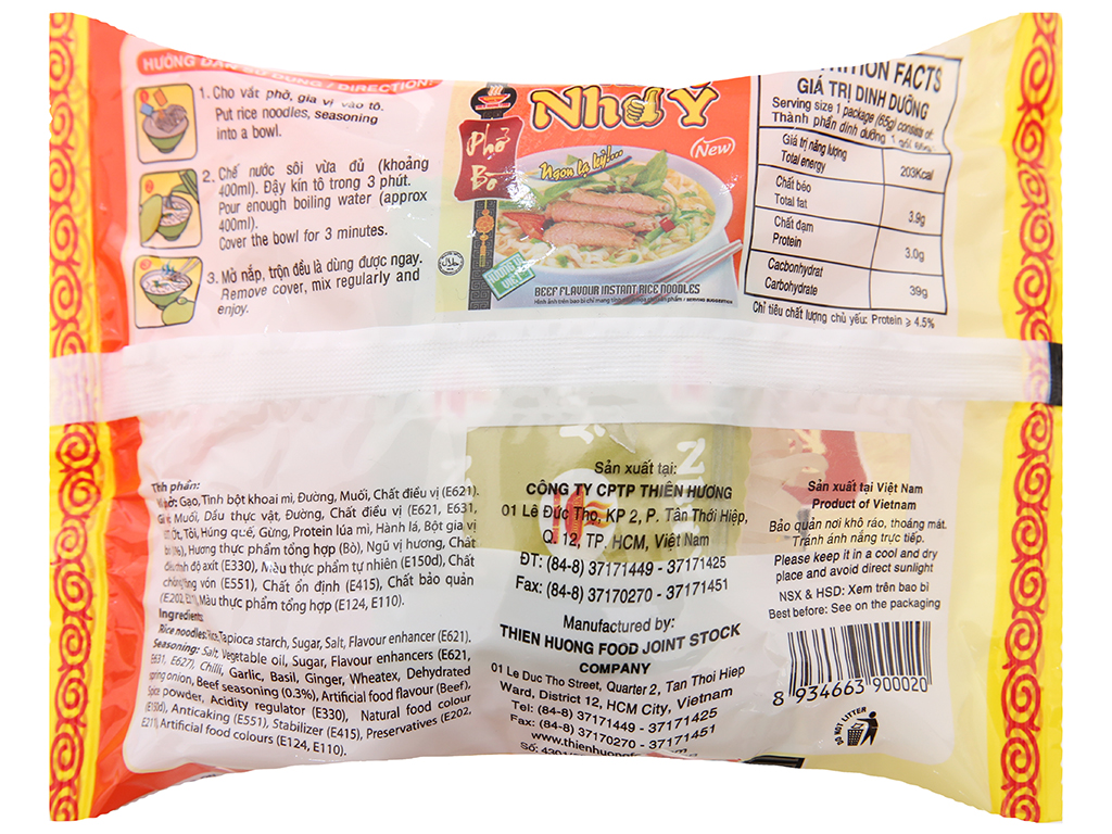 Phở bò Như  Ý  ( thùng 30 gói ) phở ăn liền