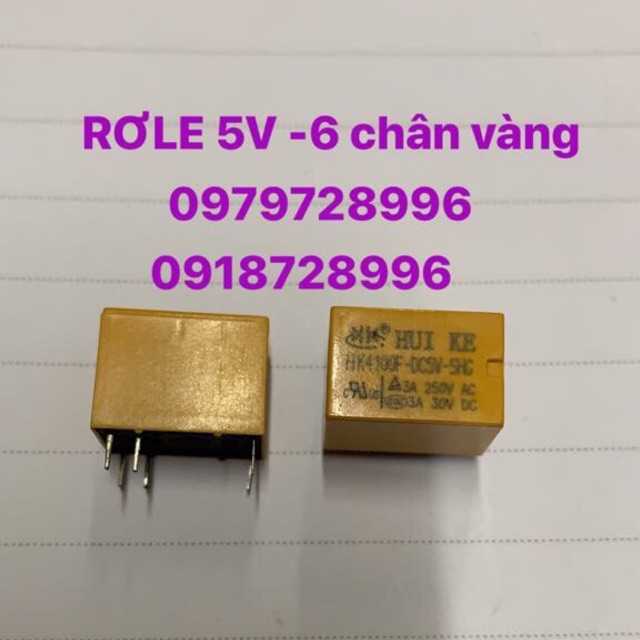 Rơle 5V 6 chân vàng combo 5 cái