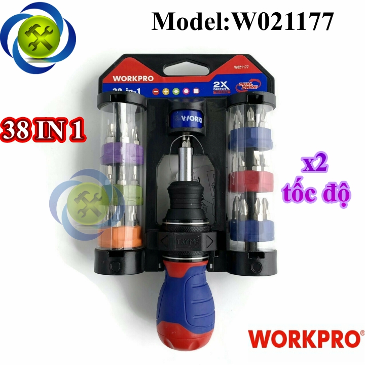[HCM]Bộ tua vít 38 chi tiết WORKPRO W021177 nhân đôi tốc độ