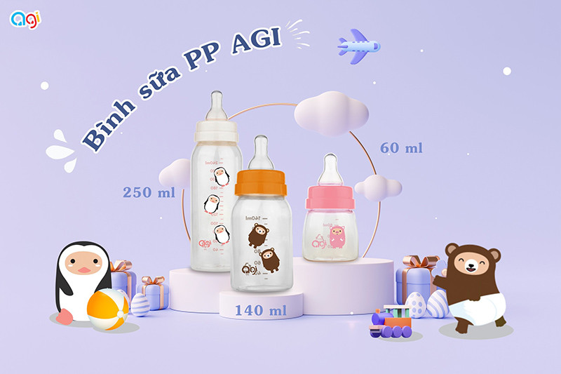 Bình sữa Agi Premium (dung tích 60ml,140ml,250ml)