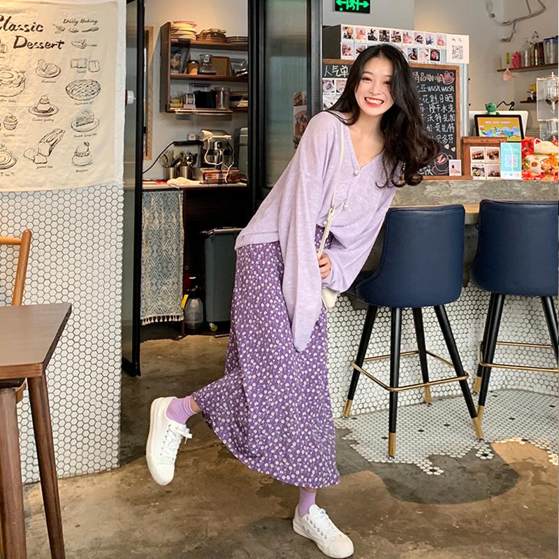 Chân váy voan dáng dài hoa lá ulzzang 01