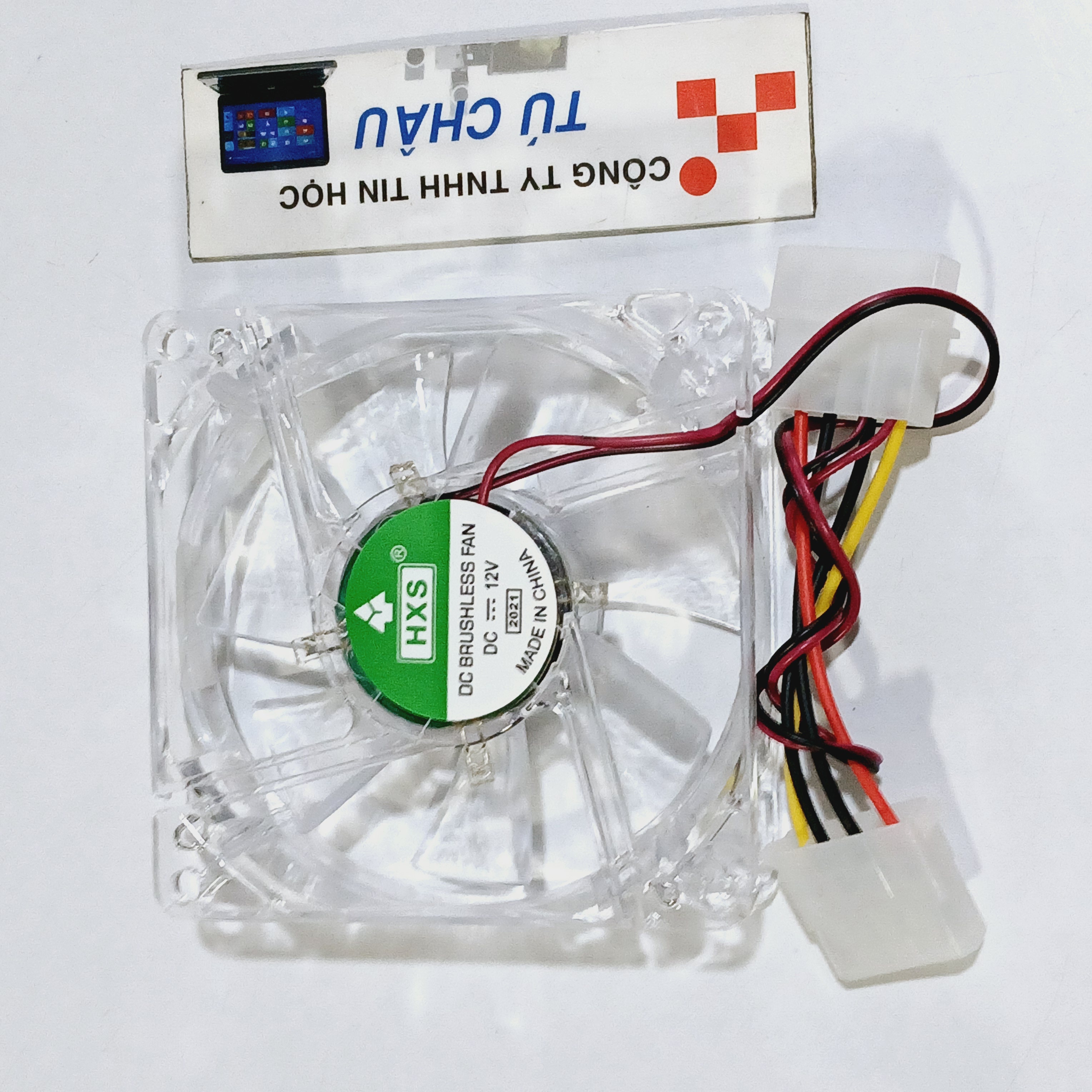 Quạt Case 8Cm / Dày 2.5Cm Điện áp DC 12V (Đèn Led 4 màu - Có ốc vặn)