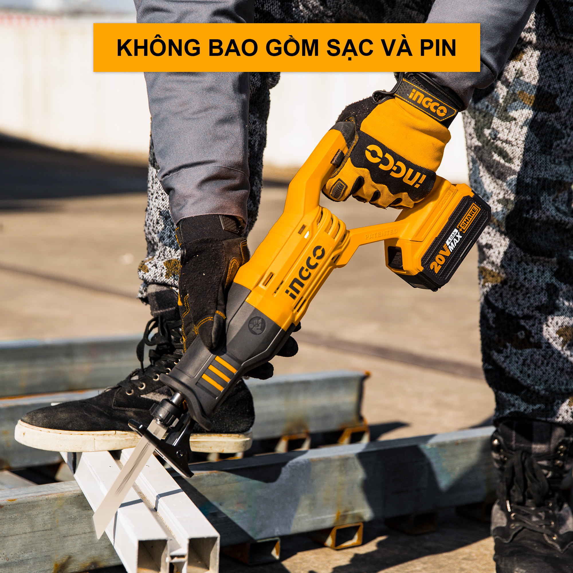 Máy cưa kiếm dùng pin 20V INGCO CRSLI1151 (chưa bao gồm pin và sạc đi kèm)