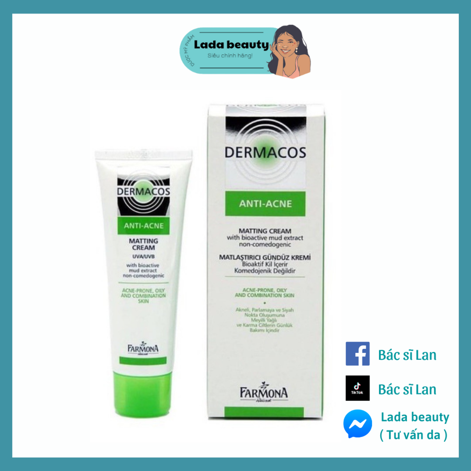 ✅ Dermacos Kem dưỡng ẩm kiềm dầu giảm bóng nhờn
