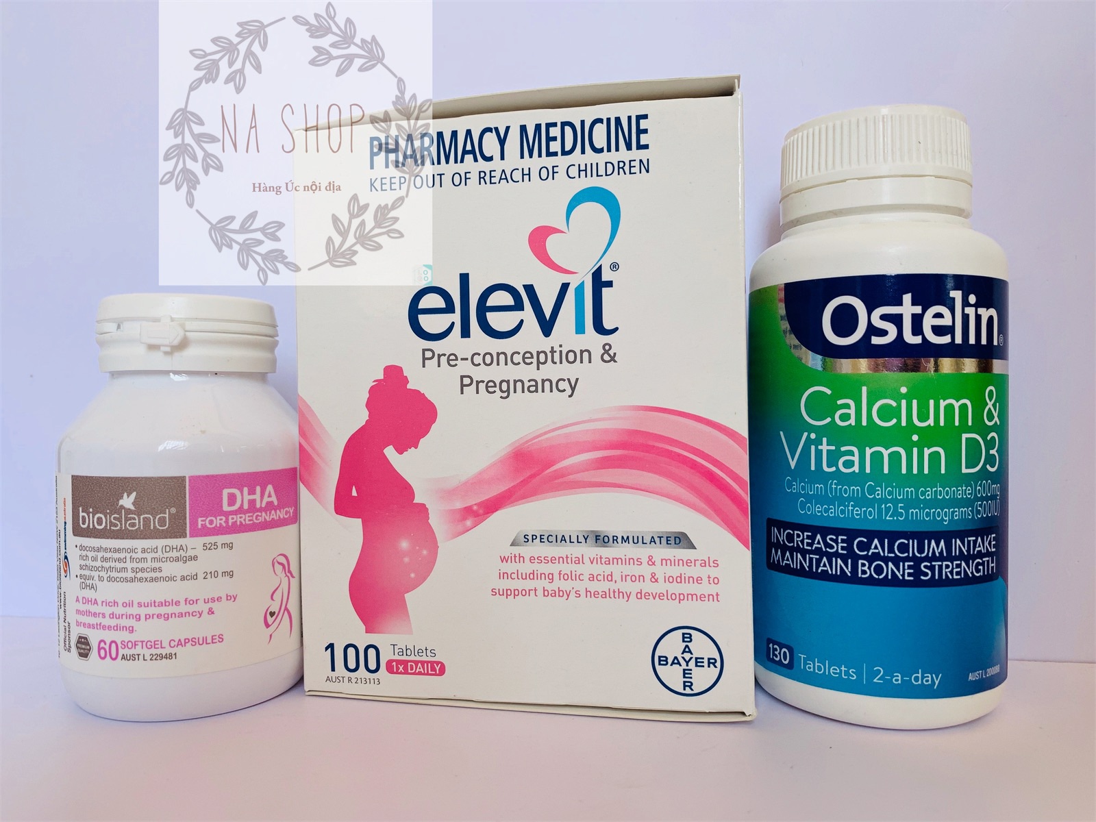Combo Vitamin tổng hợp Elevit + DHA + Canxi