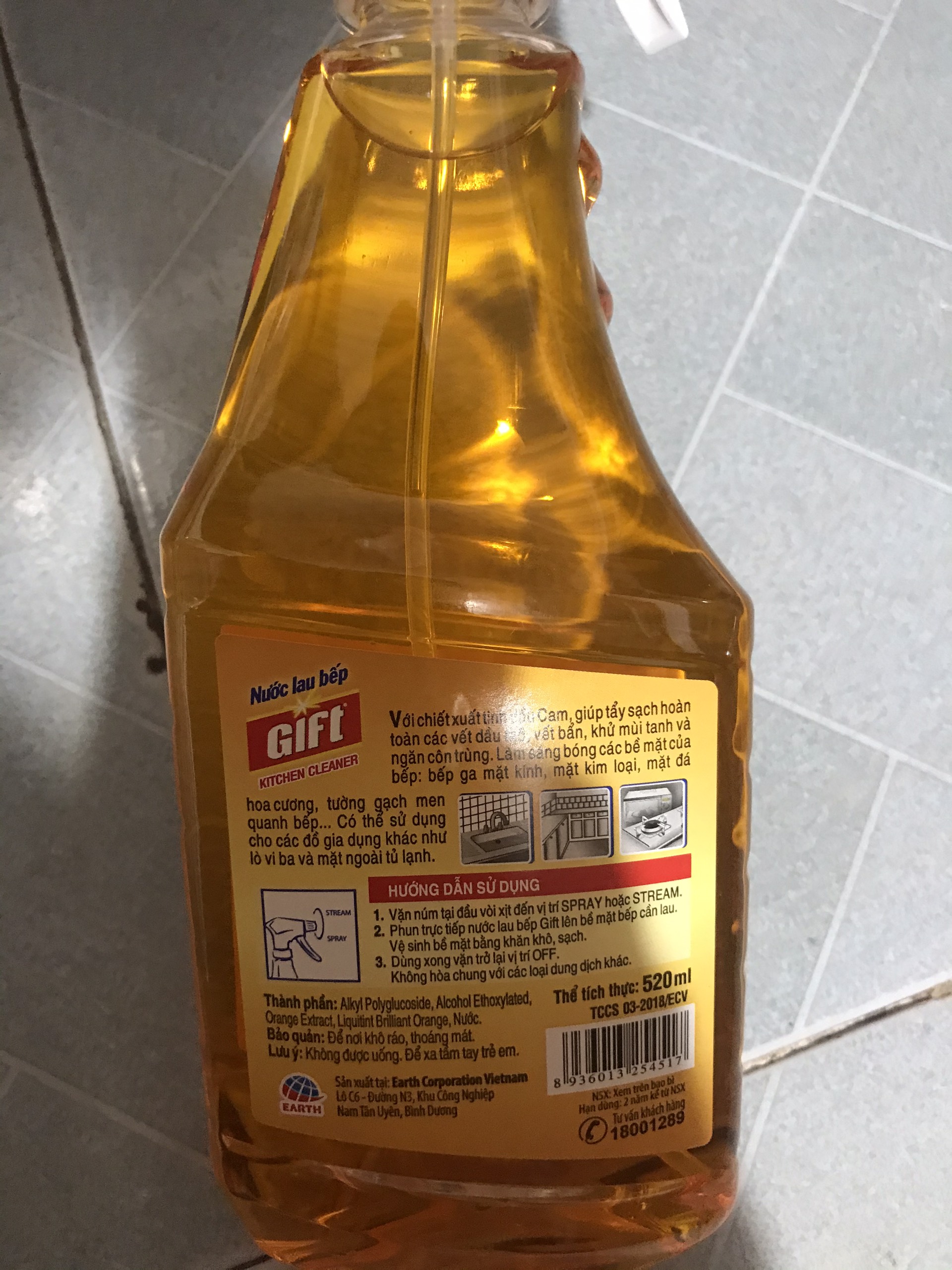 [HCM]Nước lau bếp hiệu gift ( 520 ml)