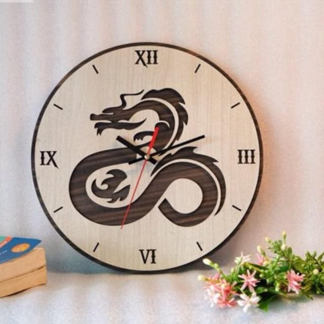 Đồng Hồ Treo Tường 12 Con Giáp Bằng Gỗ