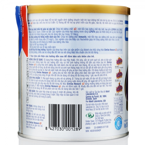 Sữa bột Similac Neosure 1 370g (Dành cho trẻ từ 0 - 12 tháng nhẹ cân, sinh non)