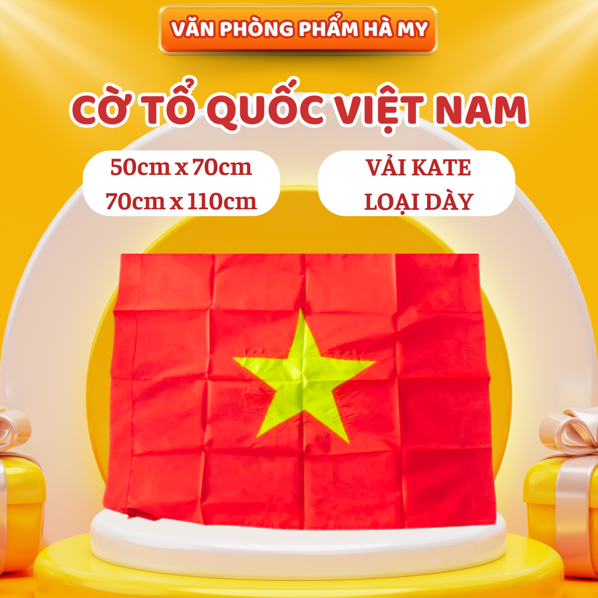 Cờ Tổ Quốc Việt Nam Vải Kate Dày Dặn Siêu Chắc Siêu Bền