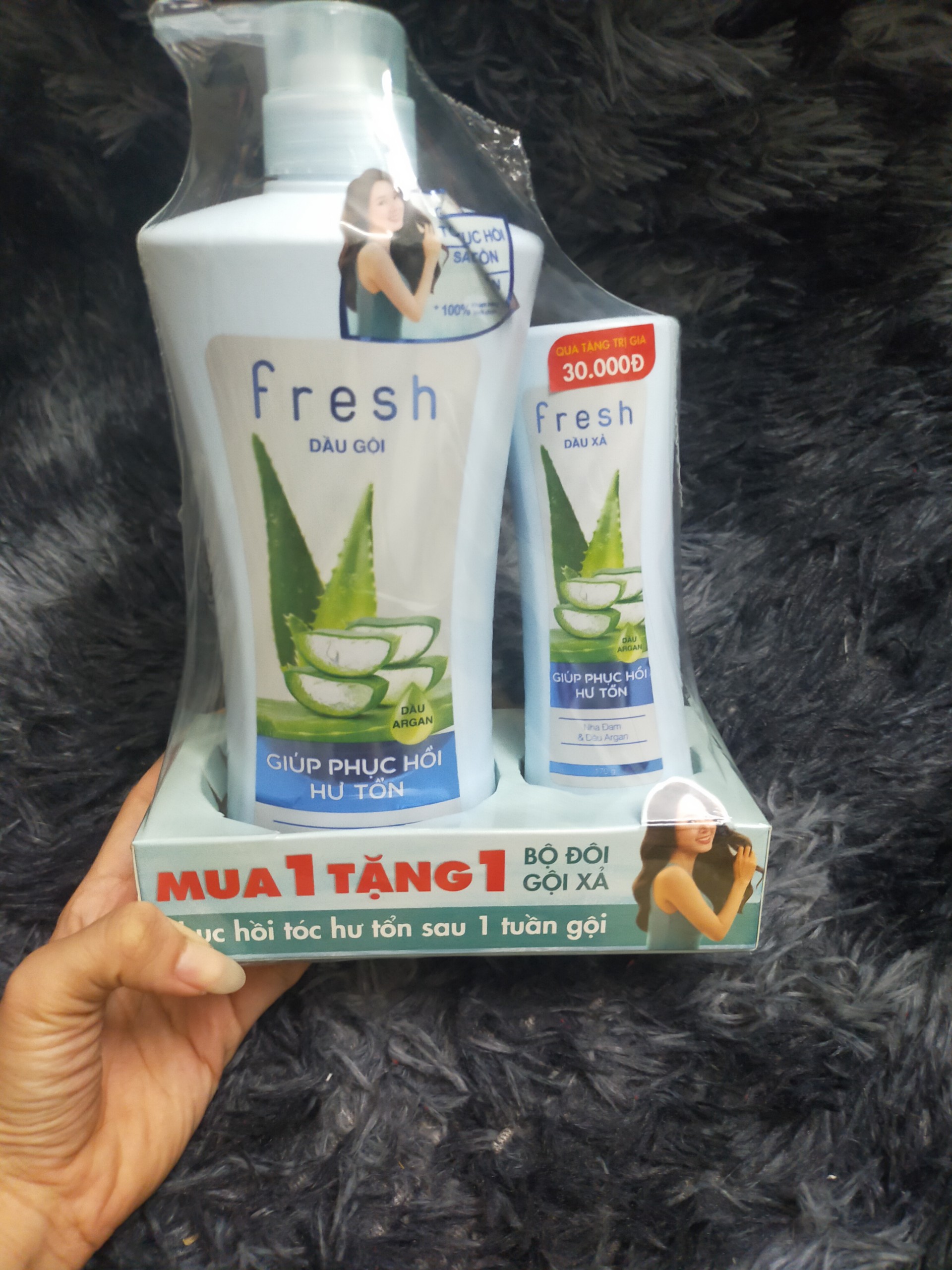 [HCM] Combo Dầu Gội Dầu Xã Fresh từ Nha Đam ( Dầu gội 650g+ Dầu xã 170g)