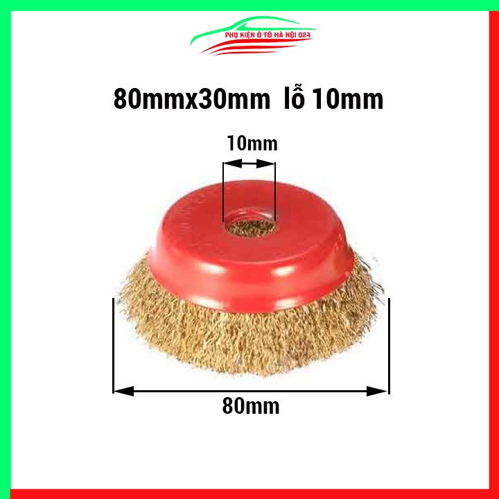 1 Chiếc chổi đánh rỉ sét sợi đồng đế đỏ, lưỡi chà mài đánh gỉ gắn máy mài cầm tay vệ sinh, đánh bóng kim loại, vật liệu