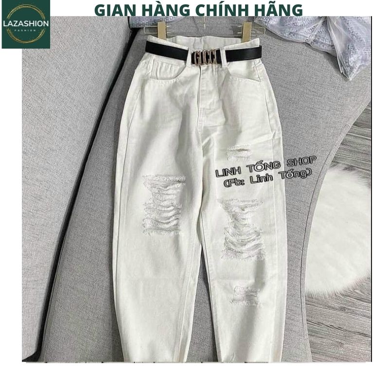 Quần jean nữ lưng cao , bò nữ rách nhiều 2 mầu ,quần bagy bò ống côn , quần jeans khỏe khoắn cá tính mặc tôn dáng trẻ chung năng động -LAZASHION