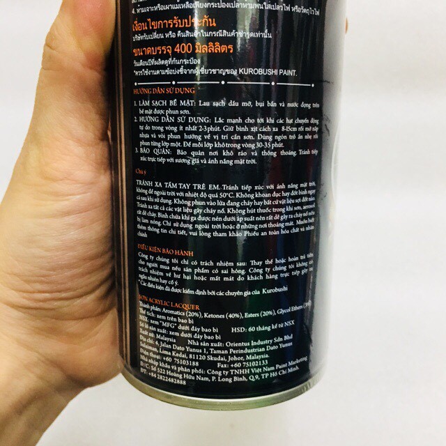 Sơn Xịt Samurai - 30/109 MÀU ĐEN BÓNG 400ML