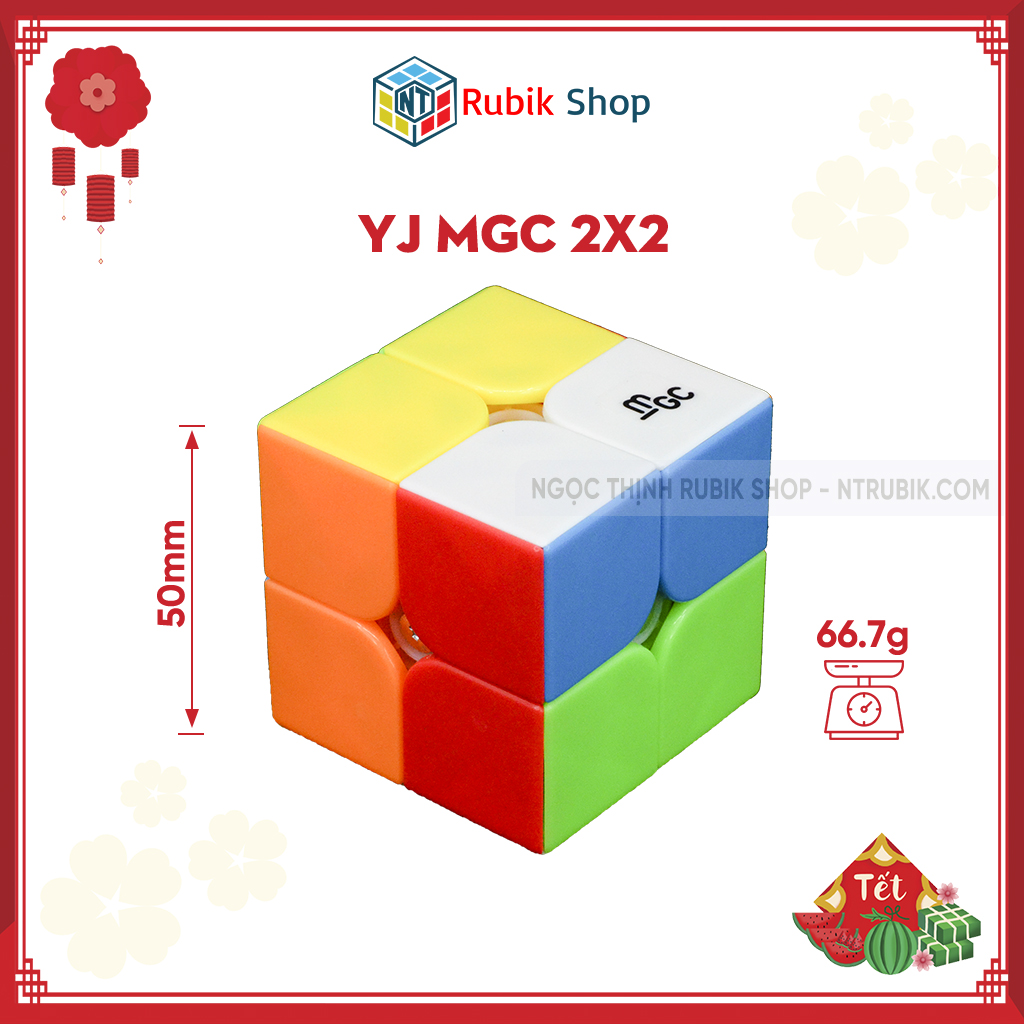 Rubik 2x2x2 YongJun YJ MGC 2x2 Stickerless/ Black Màu đen